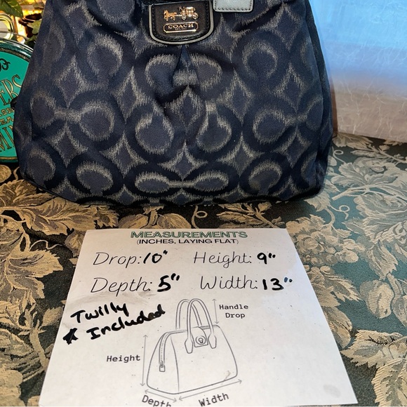 COACH Madison Ikat Maggie NAVY Blue Carryall Bag with Dust Bag - Picture 14 of 16